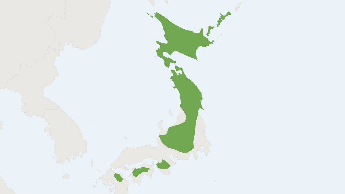 Range map of the Japanese long-eared bat (Plecotus sacrimontis)