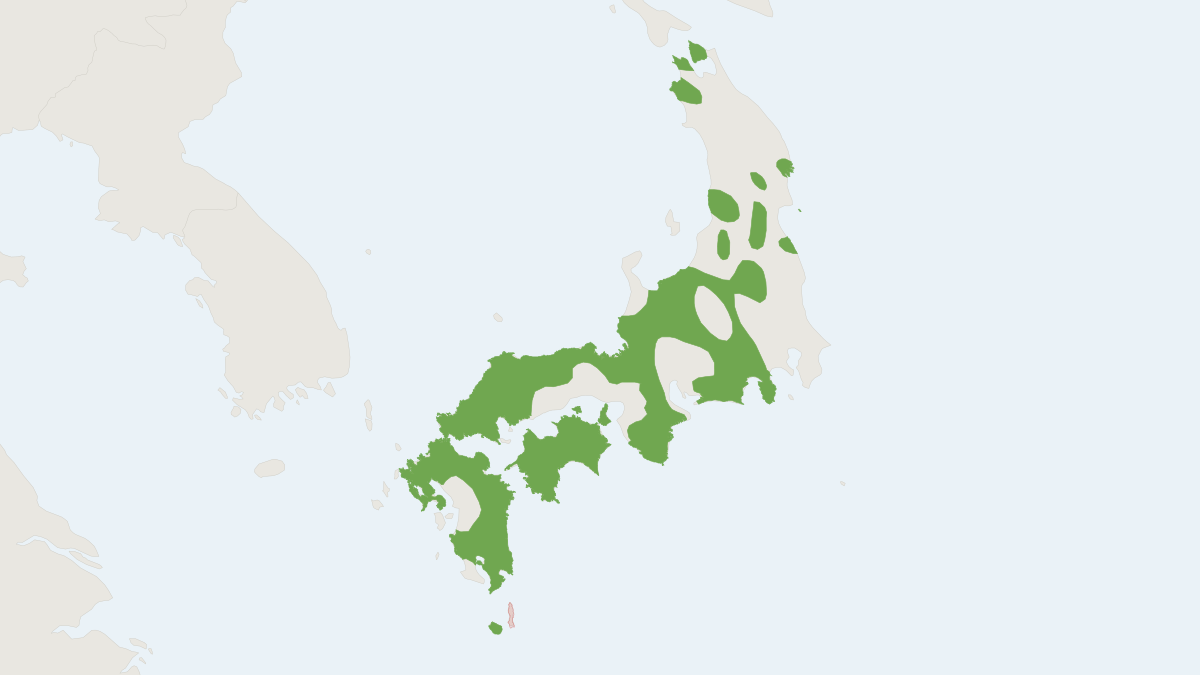 Range map of the Japanese Macaque (Macaca fuscata) covering Japan