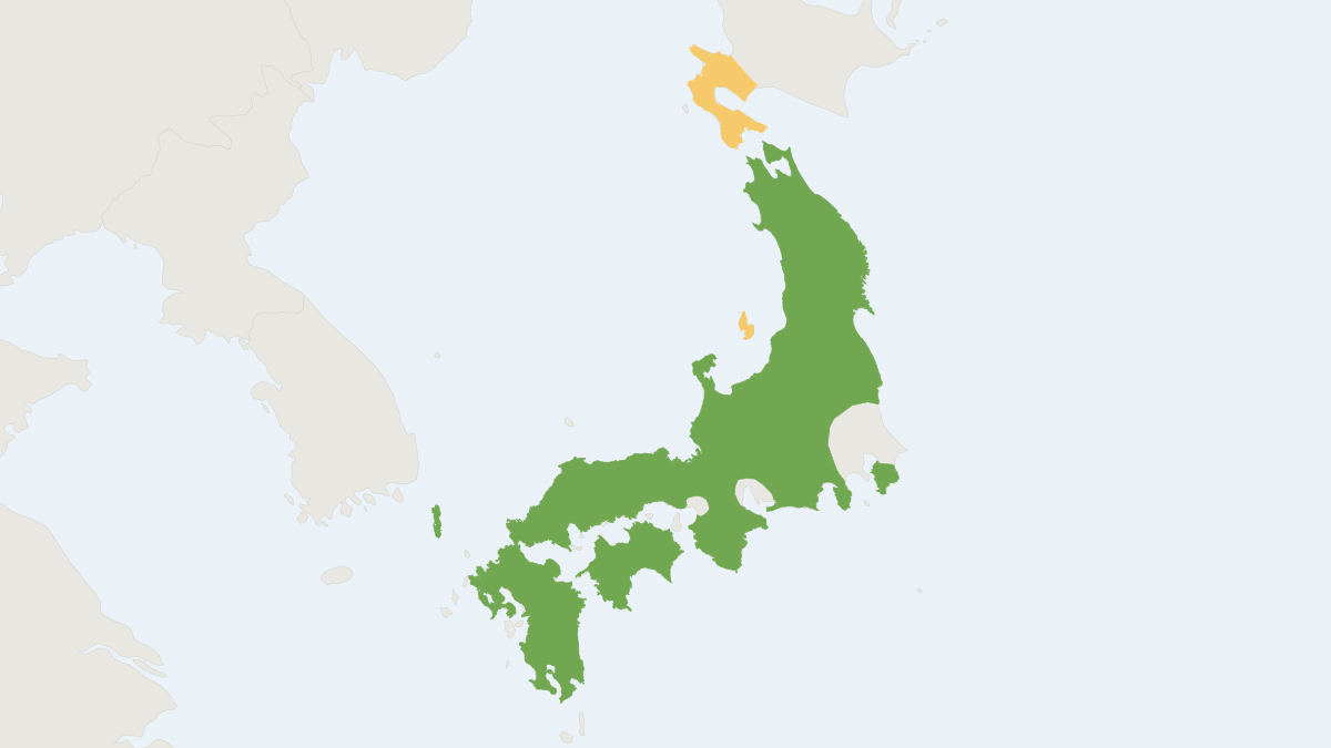 Range map of the Japanese Marten (Martes melampus)