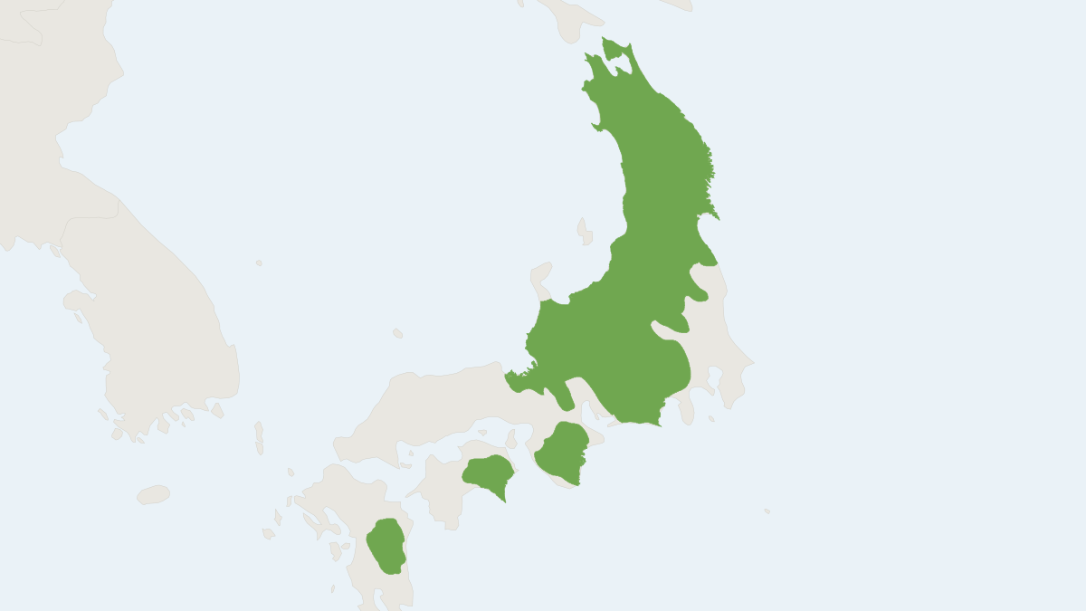 Range map of the Japanese Serow (Capricornis crispus) covering Japan