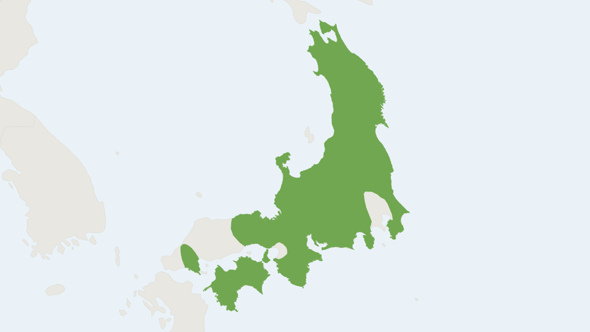 Range map of the Japanese Squirrel (Sciurus lis)