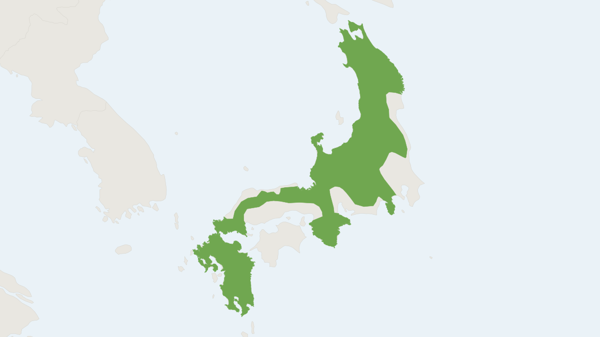 Range map of the Japanese Water Shrew (Chimarrogale platycephalus)