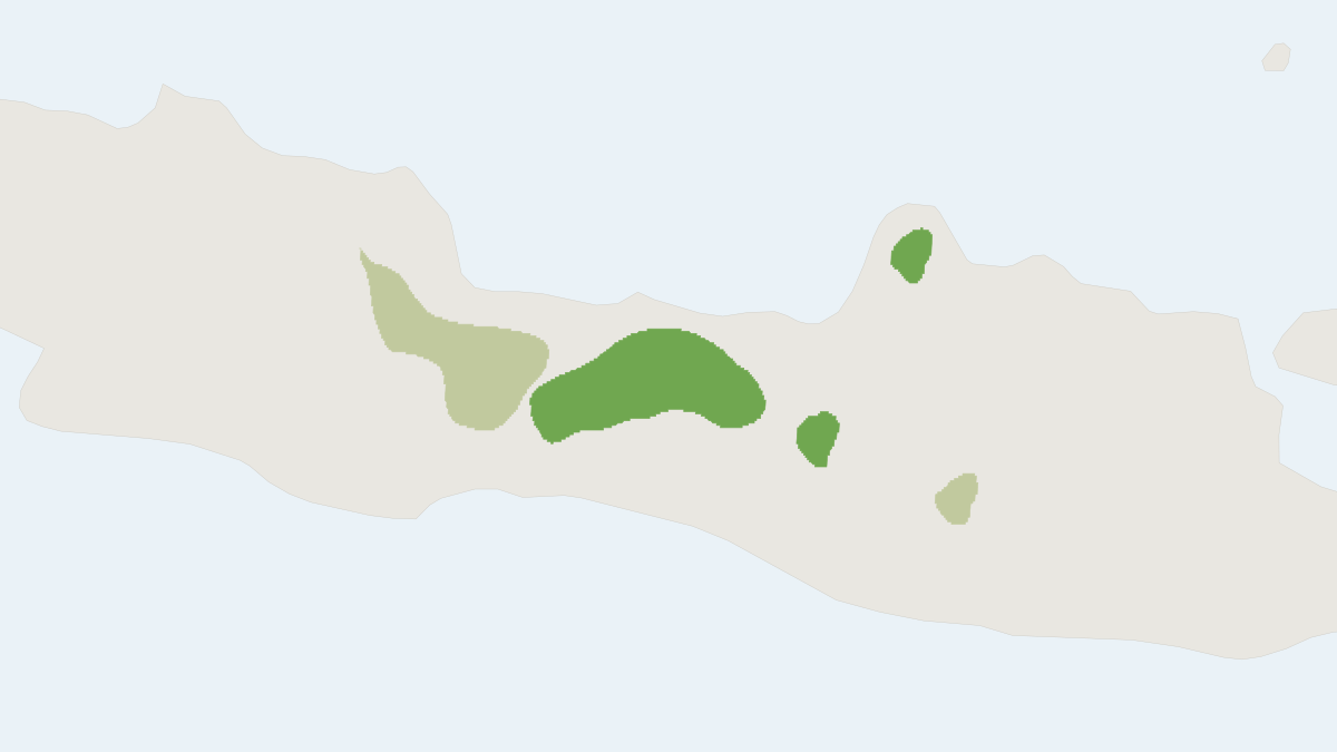 Range map of the Javan Fuscous Leaf Monkey (Presbytis fredericae)