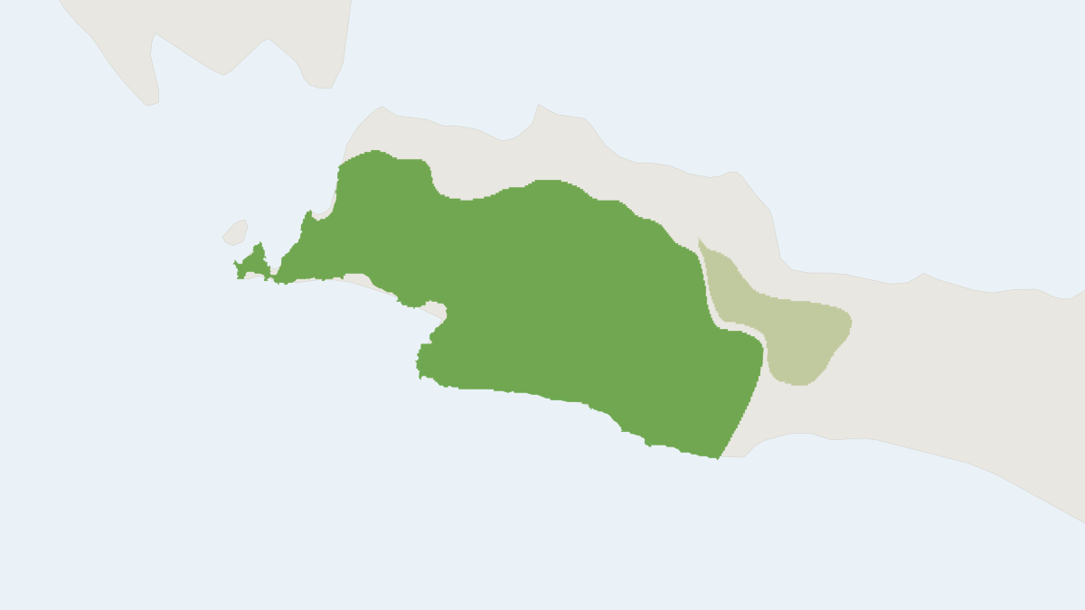 Range map of the Javan Surili (Presbytis comata)