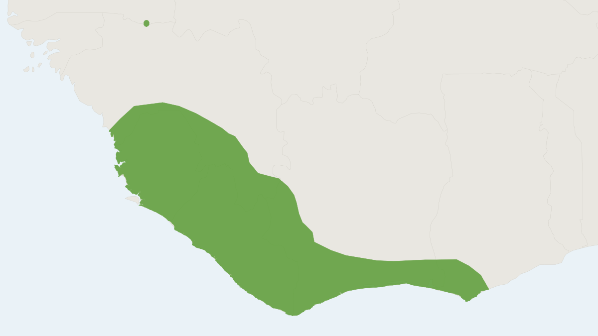 Range map of the Johnston's Genet (Genetta johnstoni)