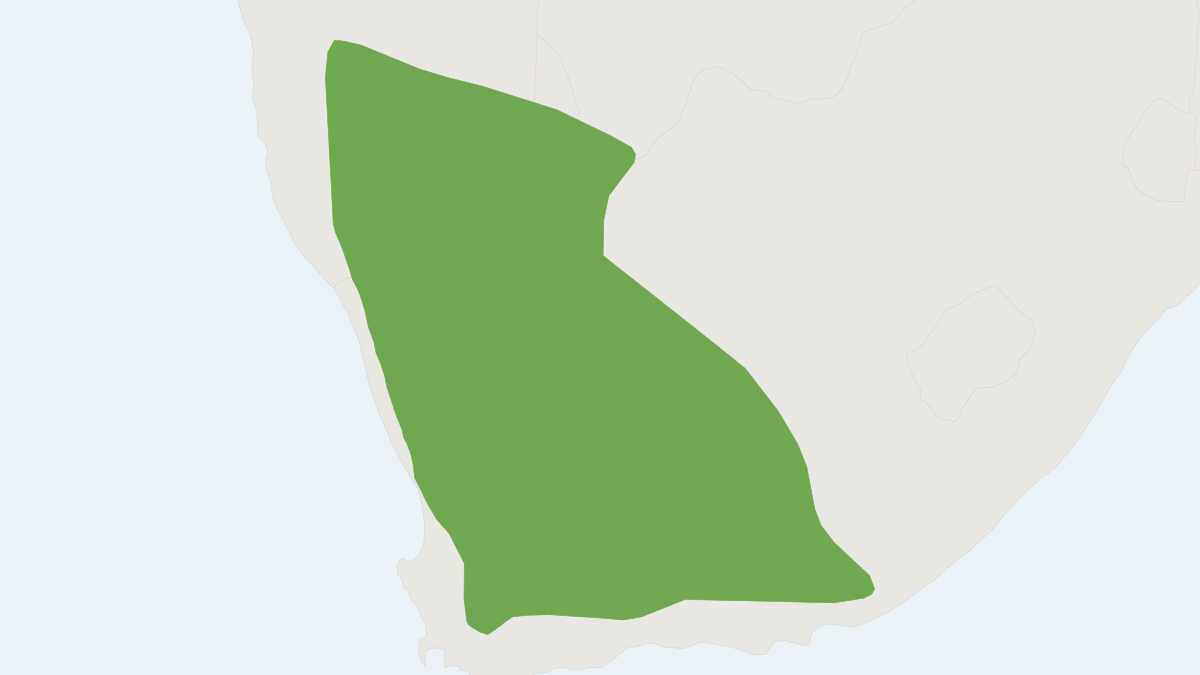 Range map of the Karoo Round-eared Sengi (Macroscelides proboscideus)