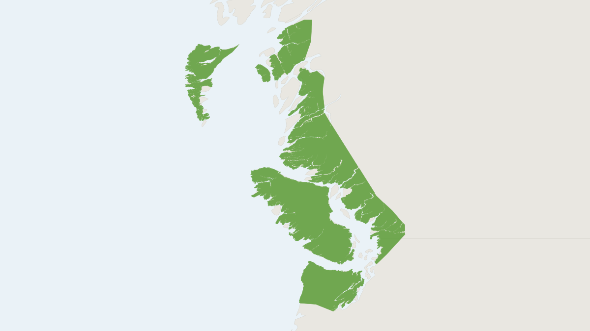Range map of the Keen's Myotis (Myotis keenii)