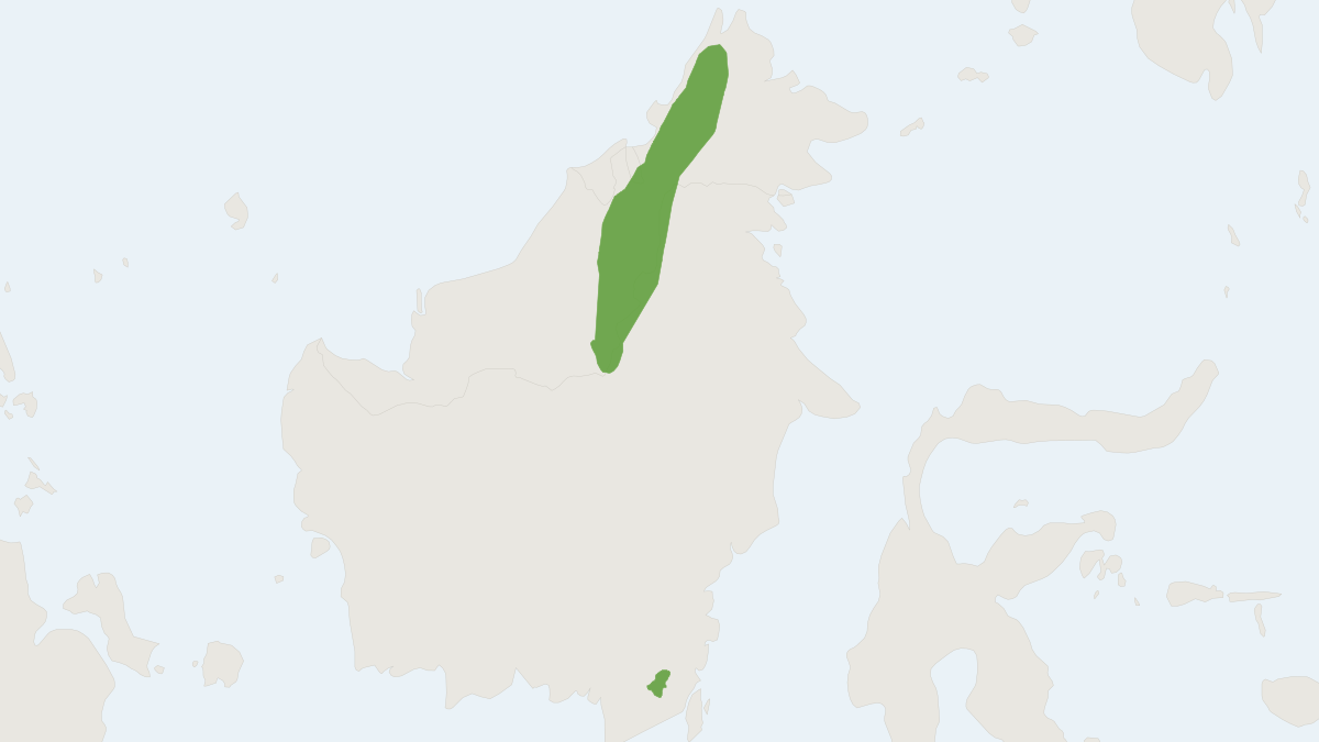 Range map of the Kinabalu Squirrel (Callosciurus baluensis) covering Indonesia and Malaysia