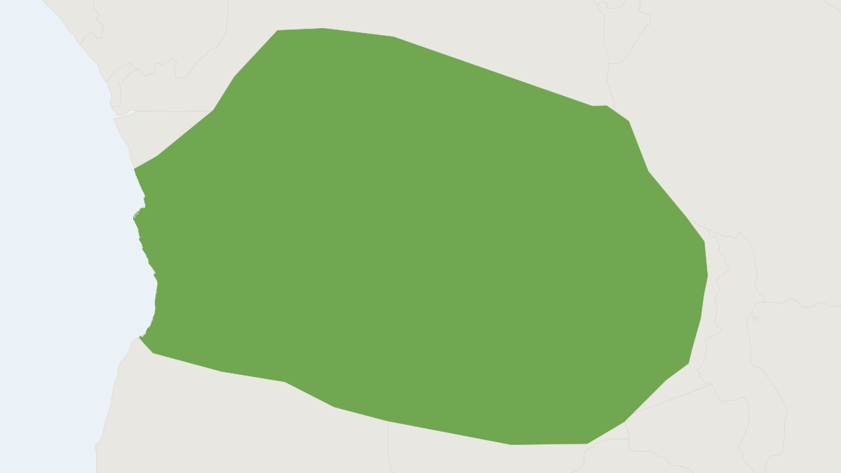 Range map of the Kinda Baboon (Papio kindae)