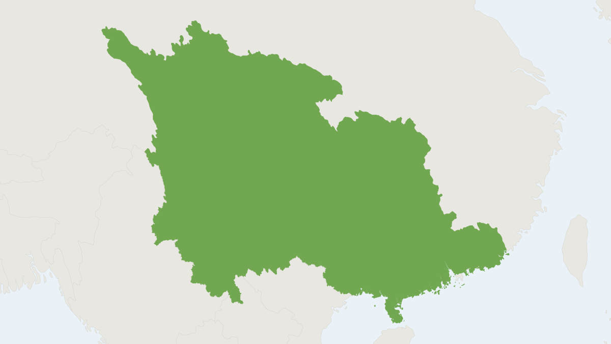Range map of the King Horseshoe Bat (Rhinolophus rex)