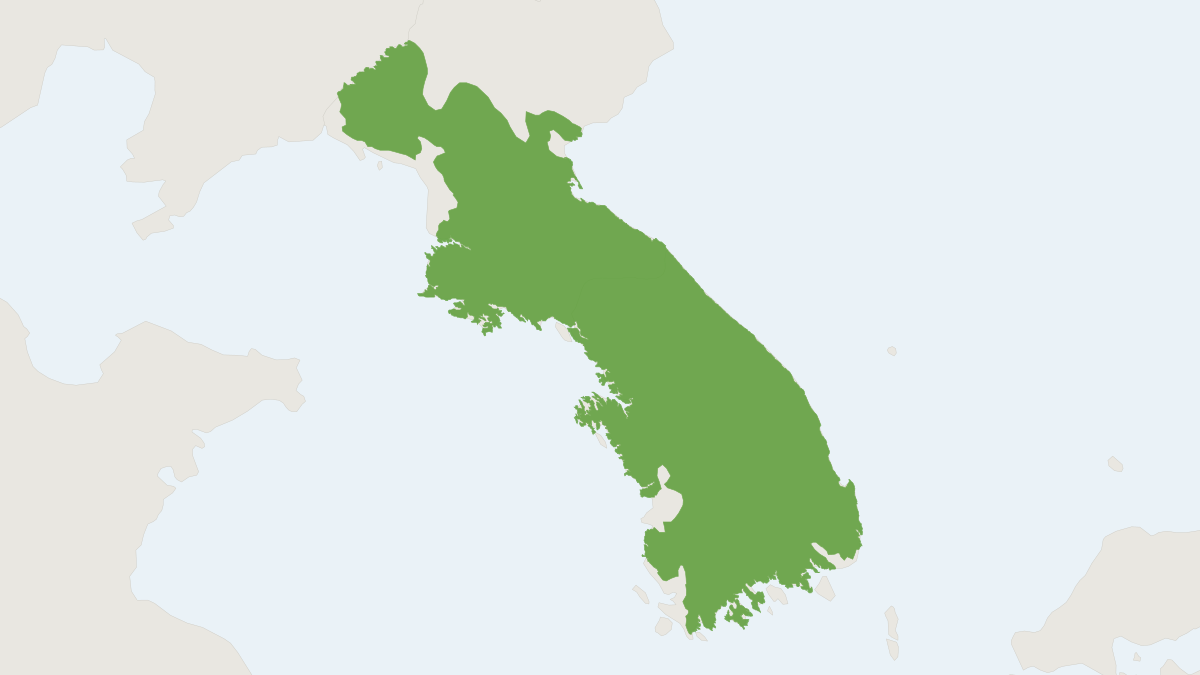Range map of the Korean Red-backed Vole (Craseomys regulus)