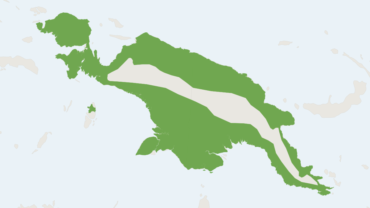 Range map of the Large-eared Flying Fox (Pteropus macrotis)