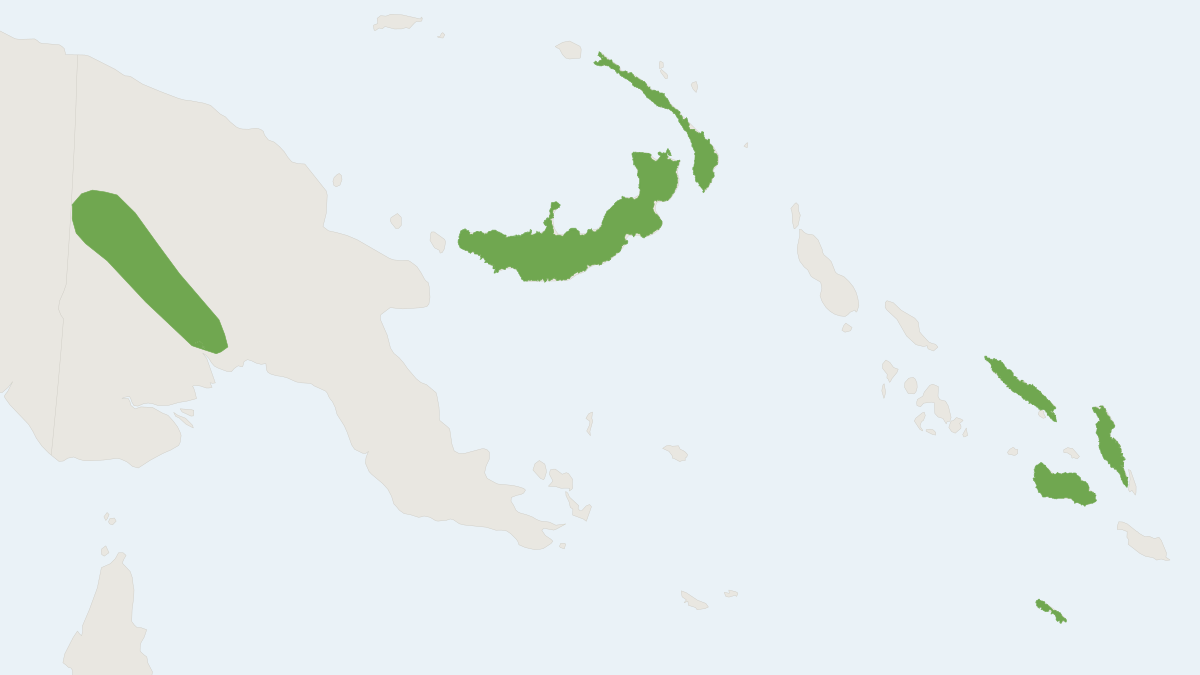 Range map of the Large-eared Sheath-tailed Bat (Emballonura dianae)