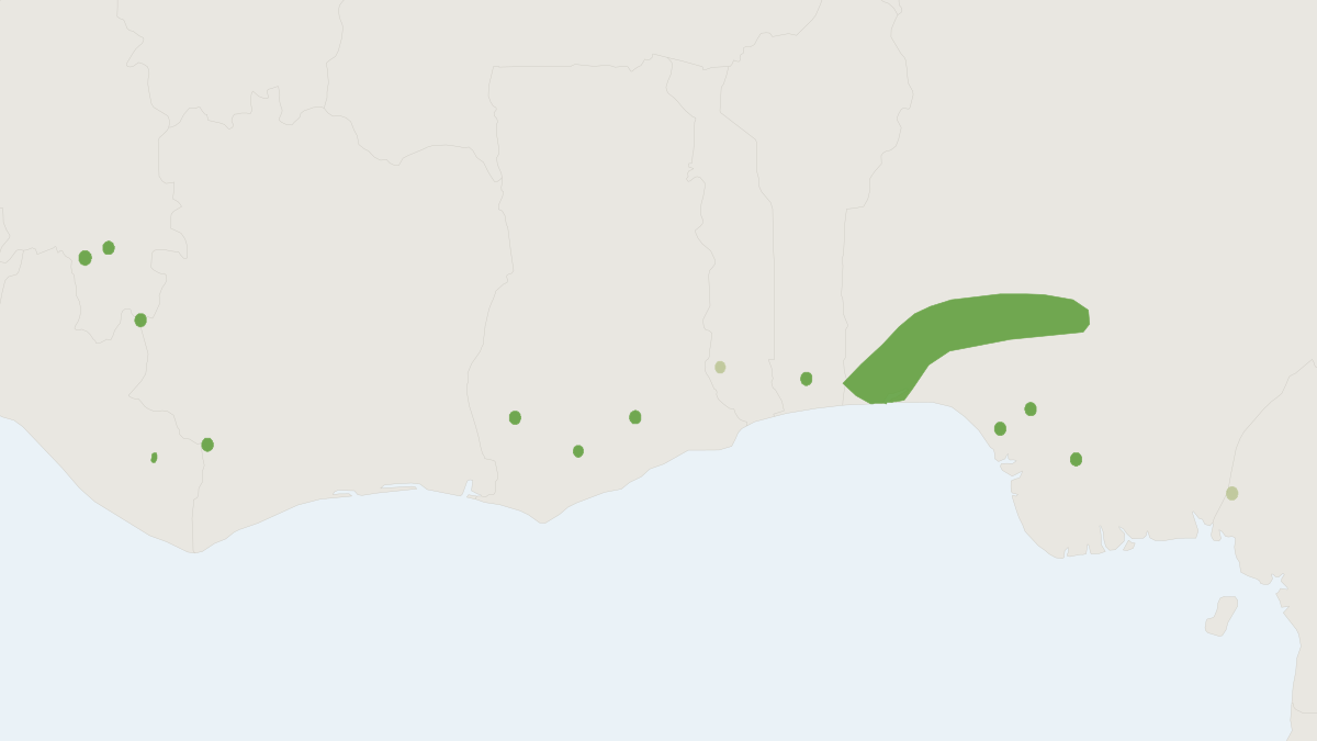 Range map of the Large-headed Forest Shrew (Crocidura grandiceps)