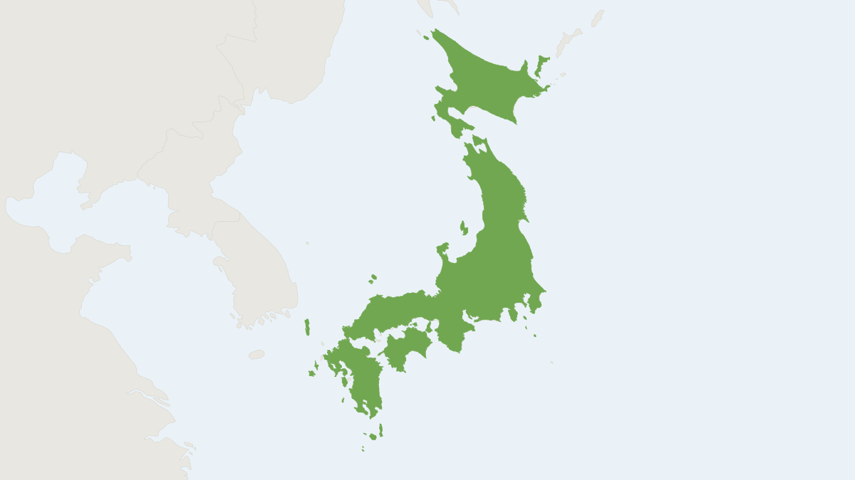 Range map of the Large Japanese Field Mouse (Apodemus speciosus) covering Japan