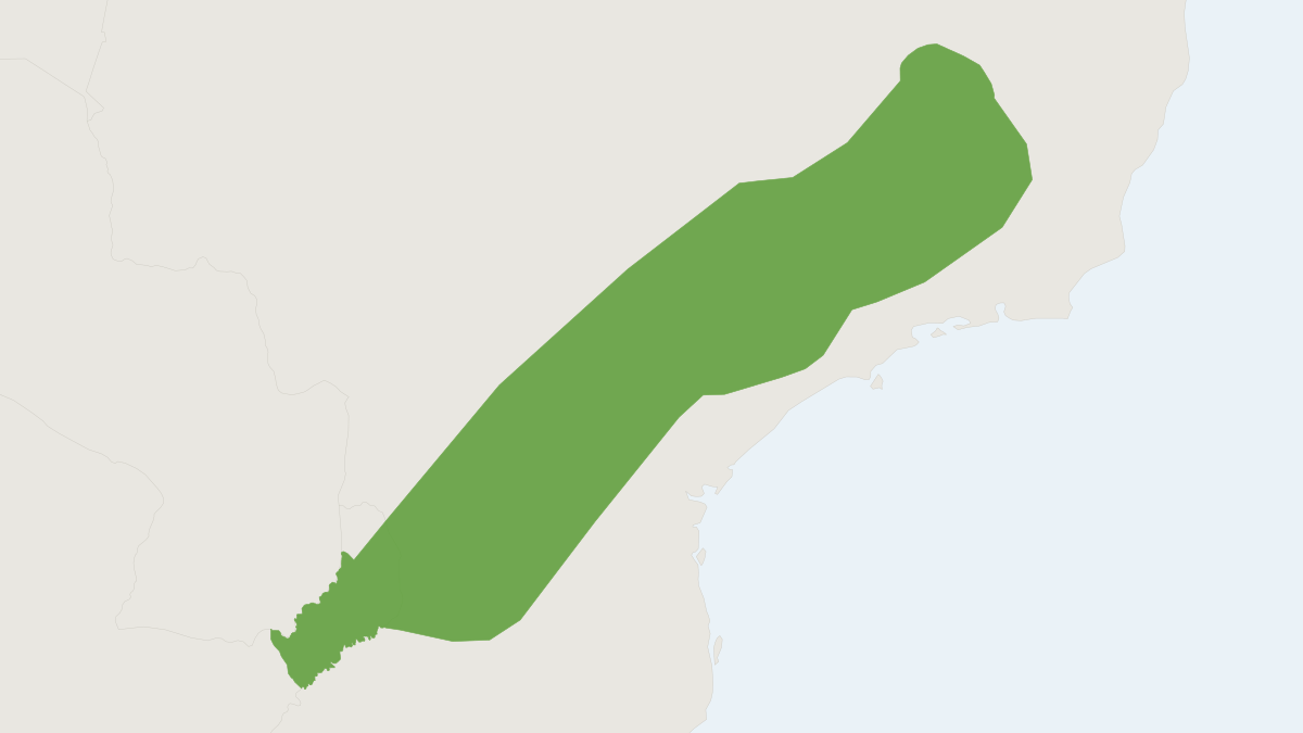 Range map of the Large-lipped Crimson-nosed Rat (Bibimys labiosus) covering Brazil