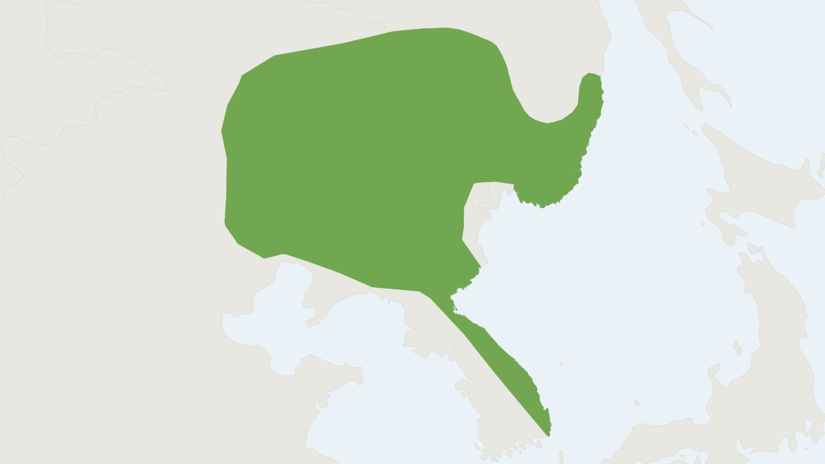Range map of the Large Mole (Mogera robusta)