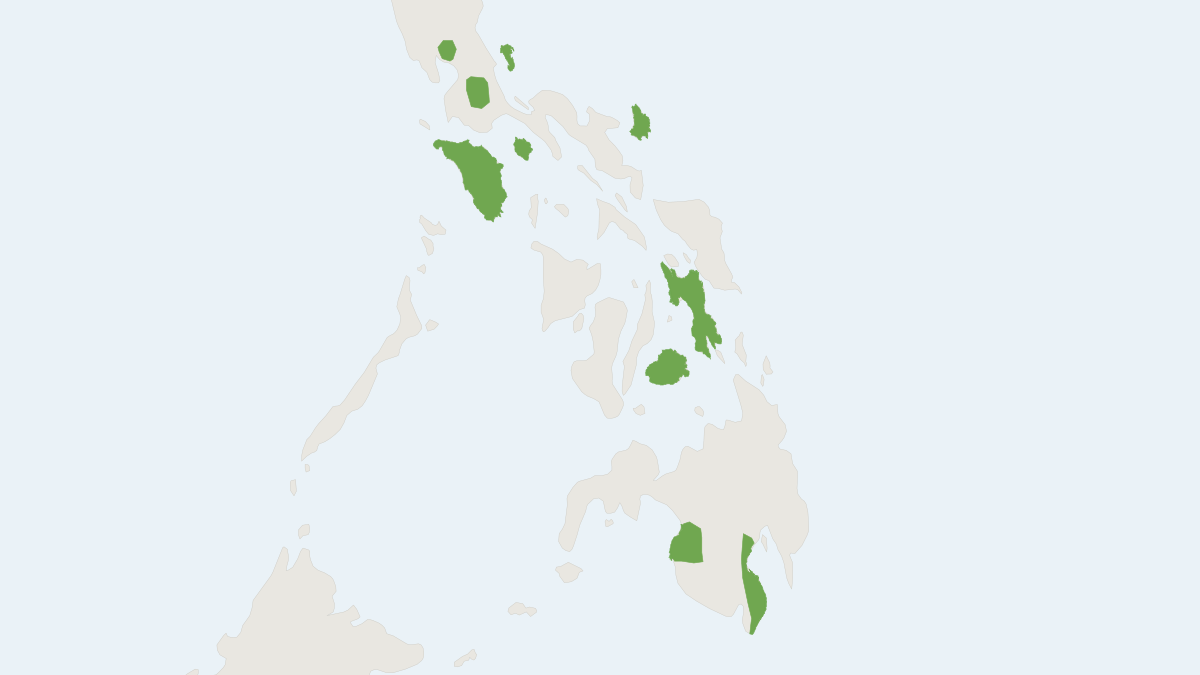 Range map of the Large Rufous Horseshoe Bat (Rhinolophus rufus)