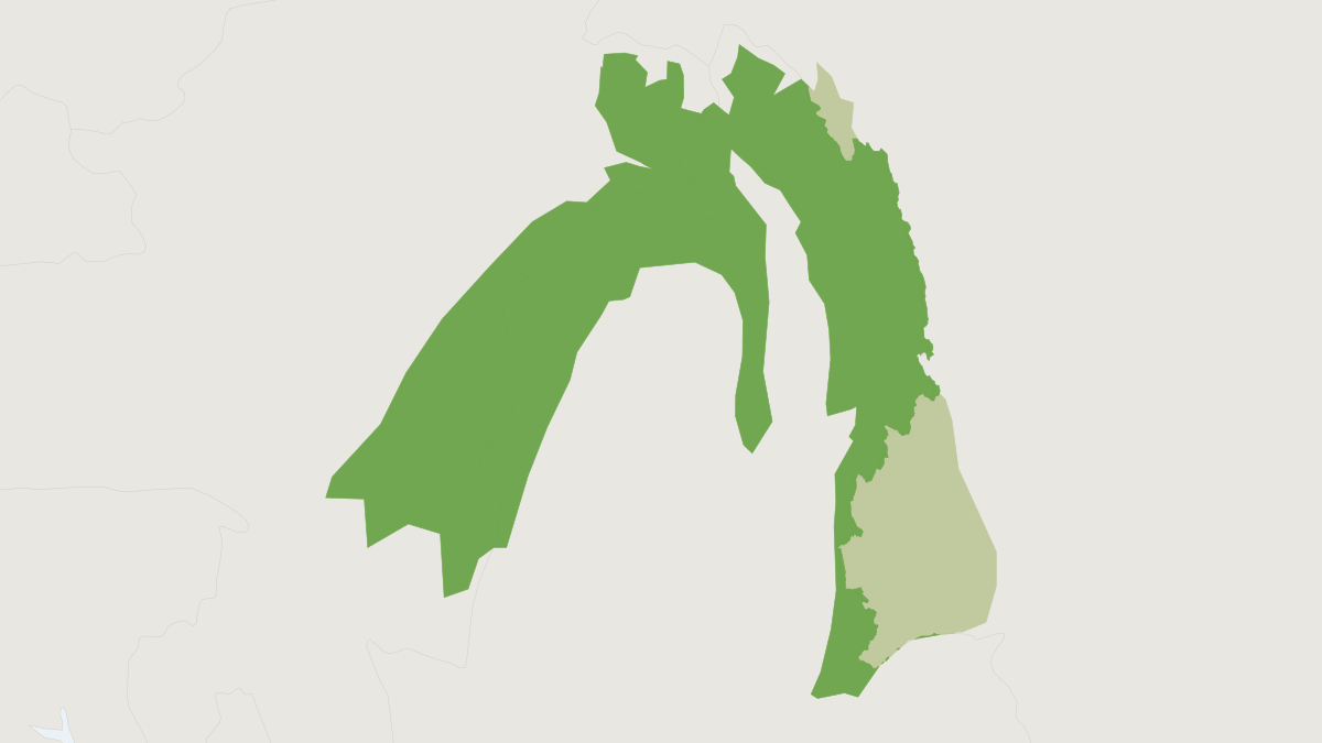 Range map of the Leaf Muntjac (Muntiacus putaoensis)