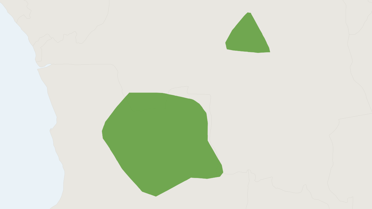 Range map of the Least Groove-toothed Swamp Rat (Pelomys minor)