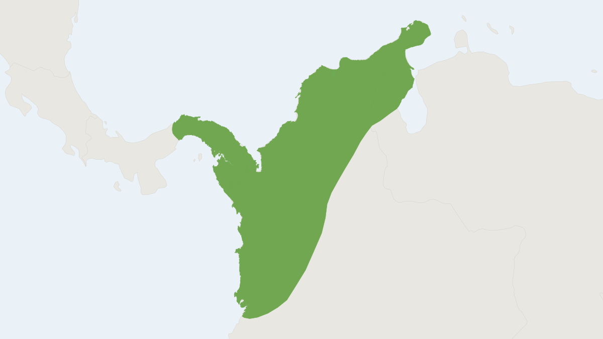 Range map of the Lesser Capybara (Hydrochoerus isthmius)