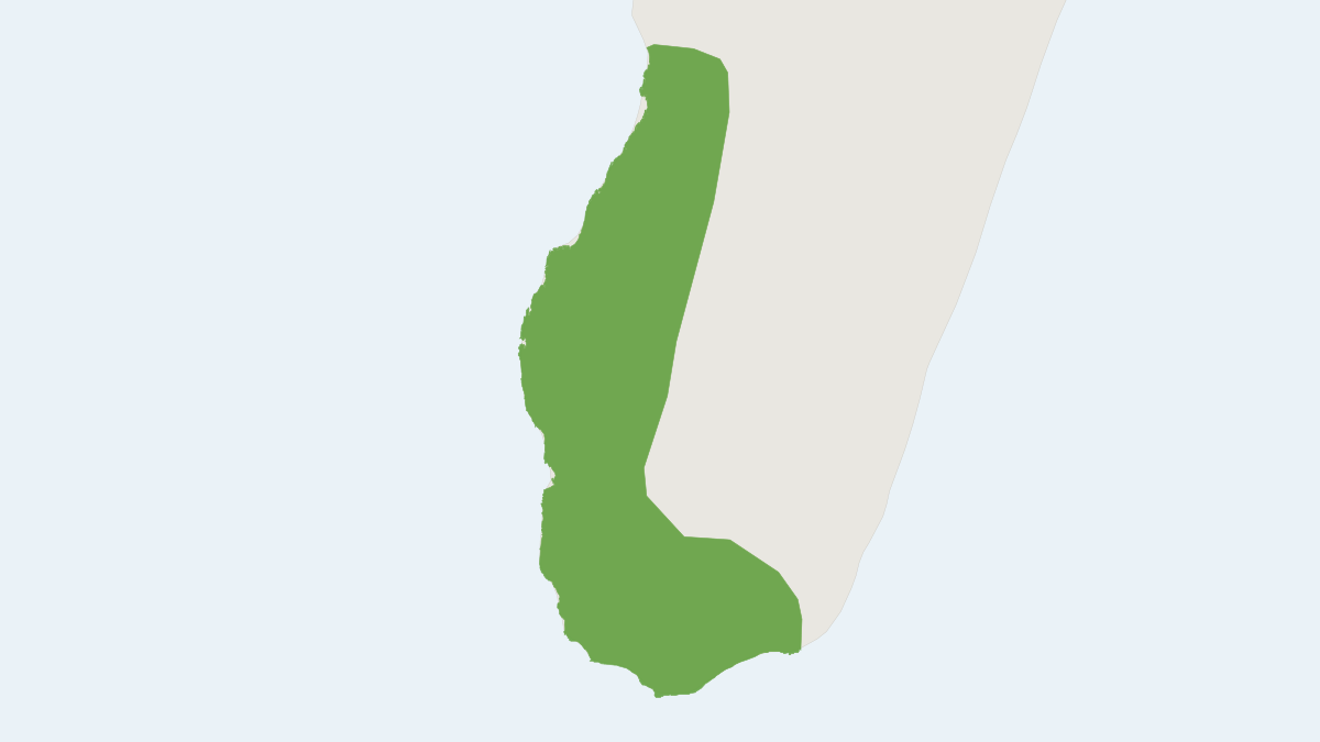 Range map of the Lesser Hedgehog Tenrec (Echinops telfairi)