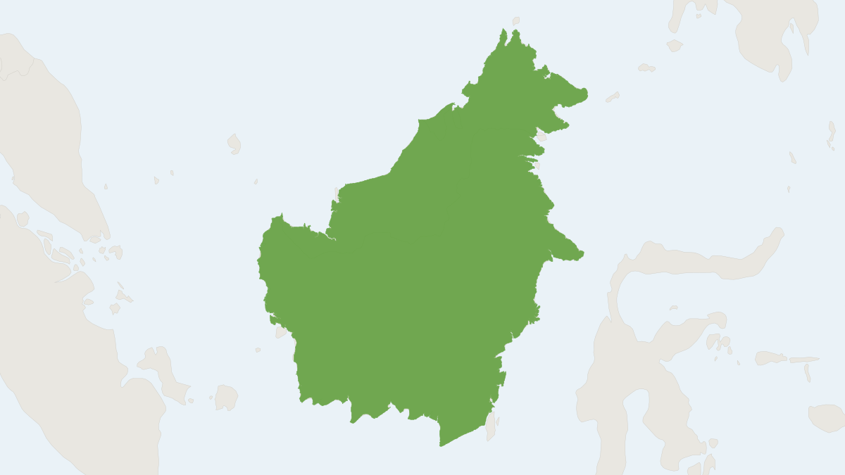 Range map of the Lesser Pencil-tailed Tree Mouse (Chiropodomys pusillus) covering Brunei, Indonesia and Malaysia