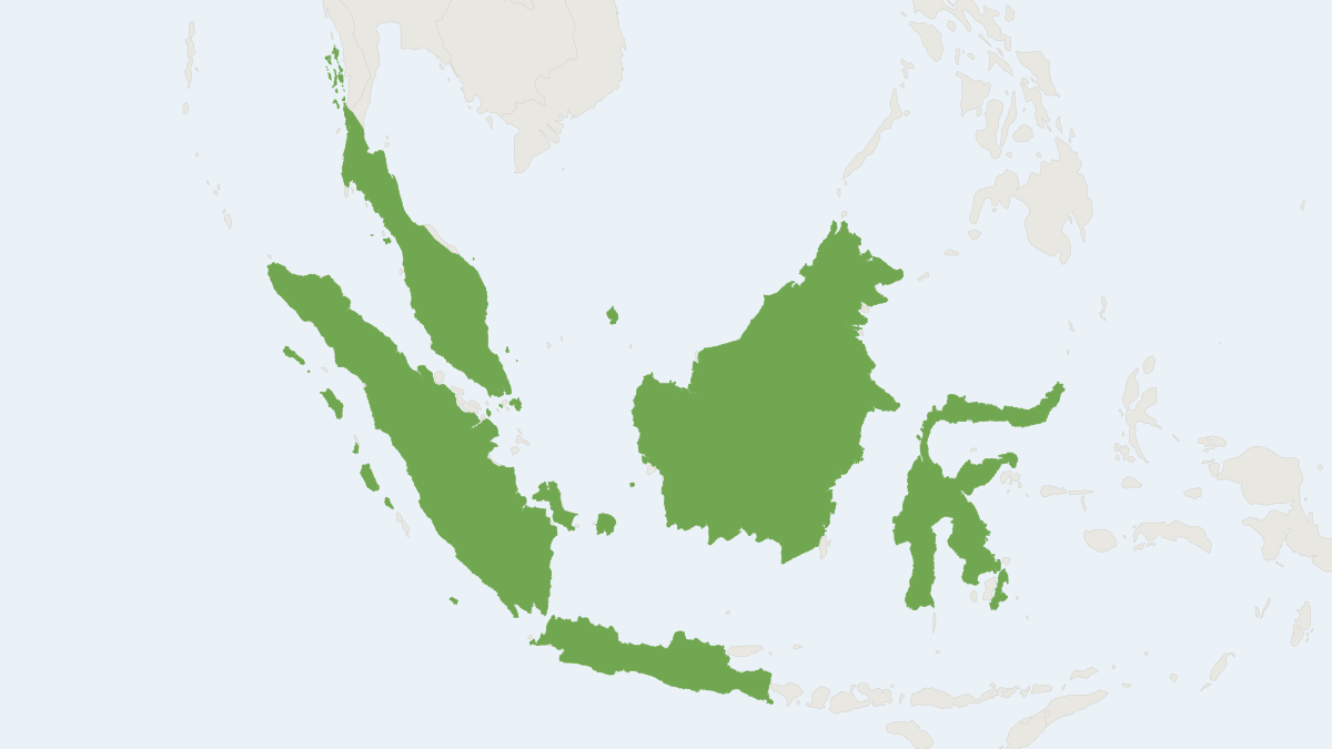 Range map of the Lesser Sheath-tailed Bat (Emballonura monticola)