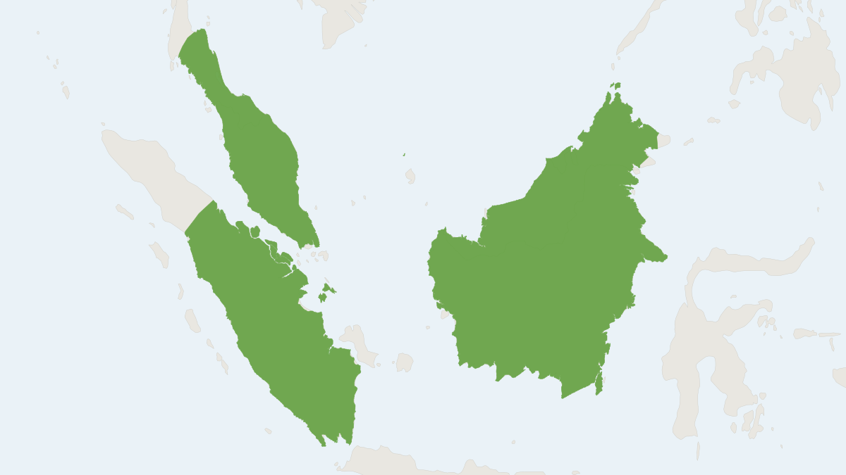 Range map of the Lesser Treeshrew (Tupaia minor)