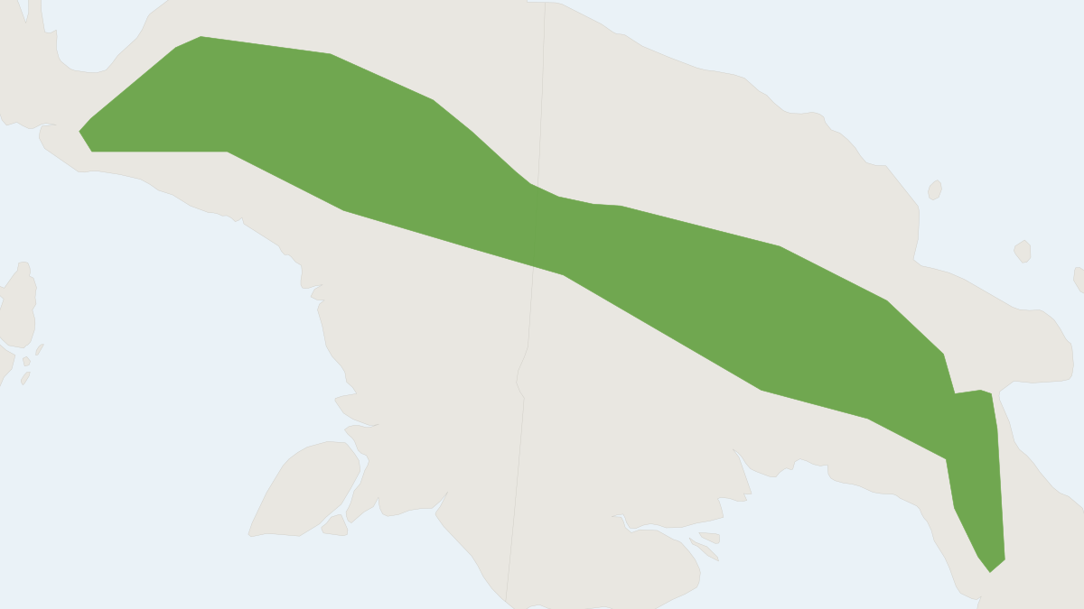 Range map of the Long-nosed Dasyure (Murexia naso) covering Indonesia and Papua New Guinea