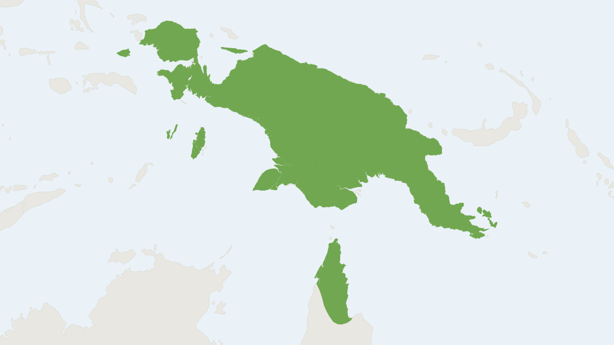 Range map of the Long-nosed Echymipera (Echymipera rufescens)
