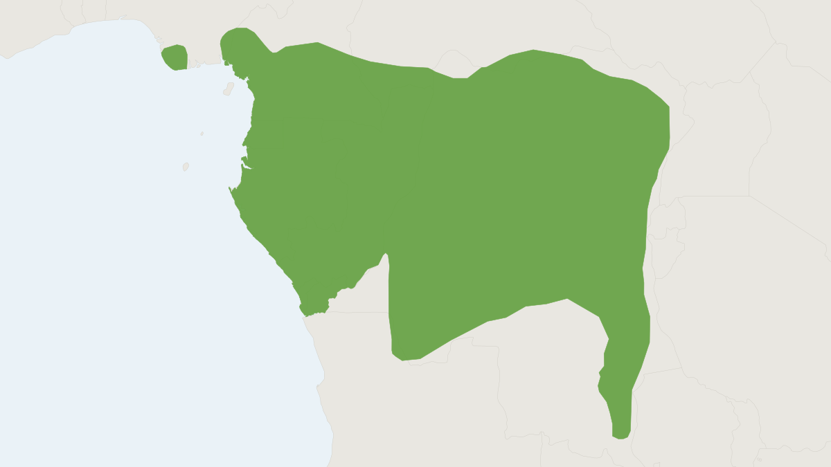 Range map of the Long-nosed Mongoose (Xenogale naso)