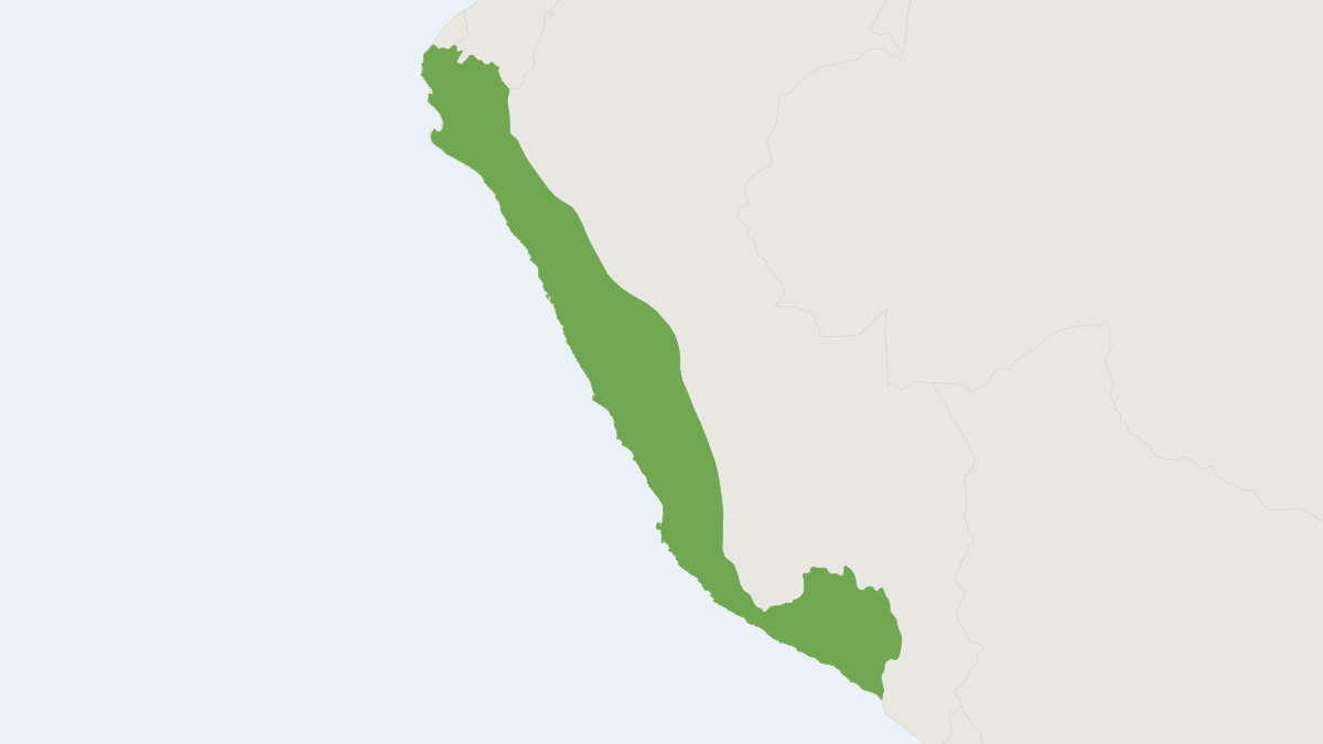 Range map of the Long-snouted Bat (Platalina genovensium)