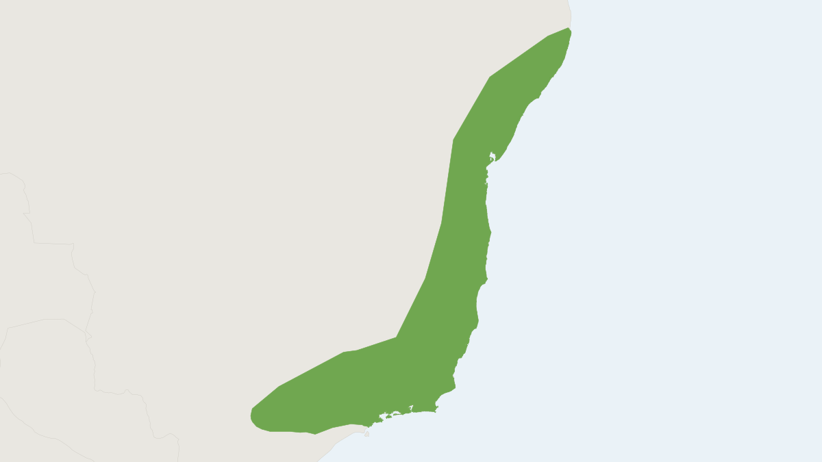 Range map of the Long-tailed Climbing Mouse (Rhipidomys mastacalis)