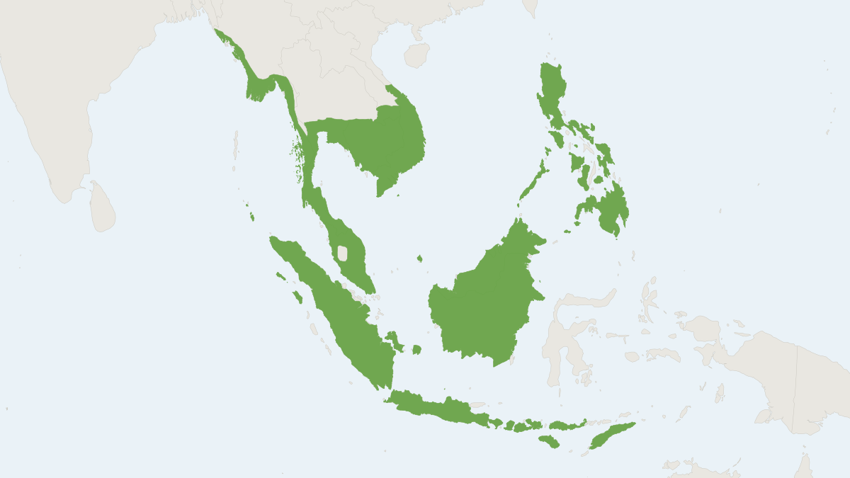 Range map of the Long-tailed Macaque (Macaca fascicularis)