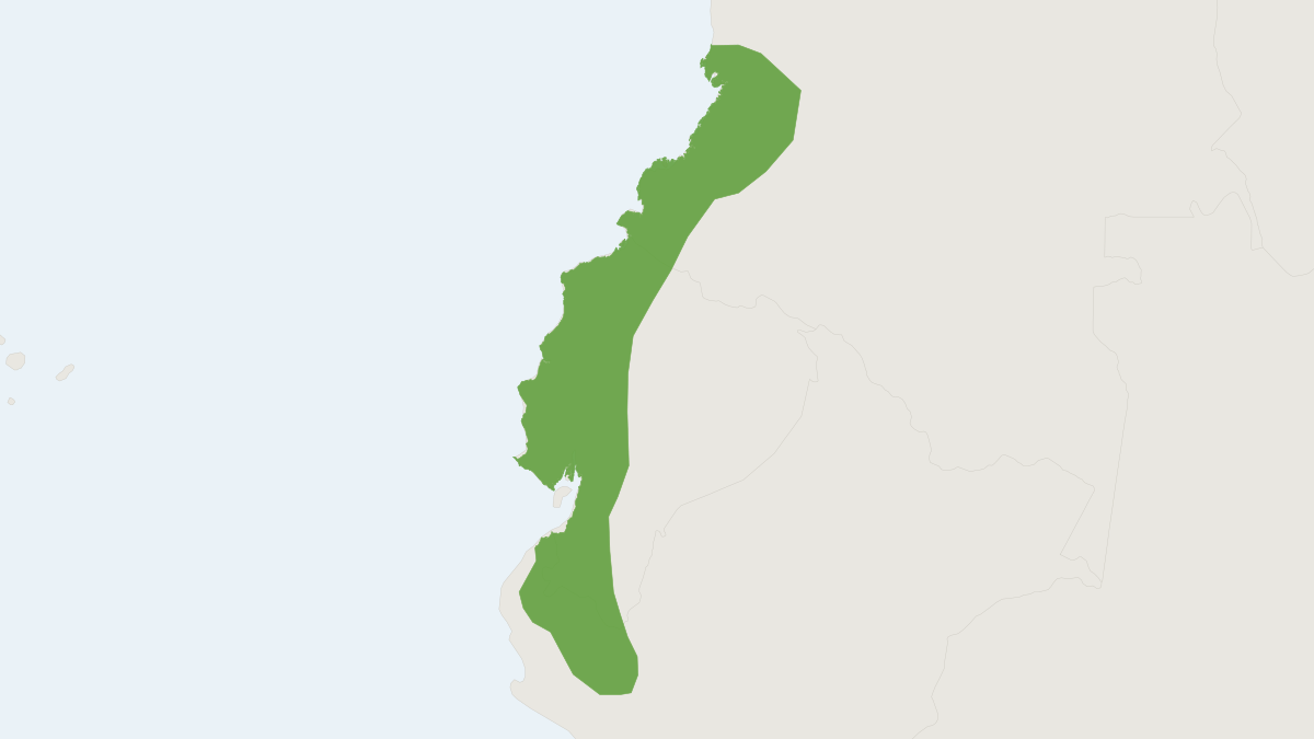 Range map of the Lophostoma occidentalis (Lophostoma occidentalis)