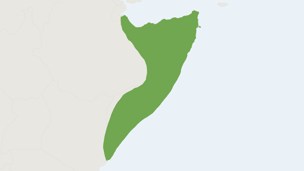 Range map of the Louise's Spiny Mouse (Acomys louisae) covering Djibouti, Ethiopia and Somalia