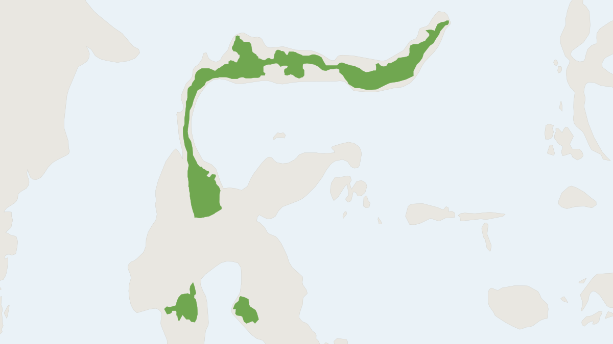 Range map of the Lovely-haired Rat (Taeromys callitrichus)