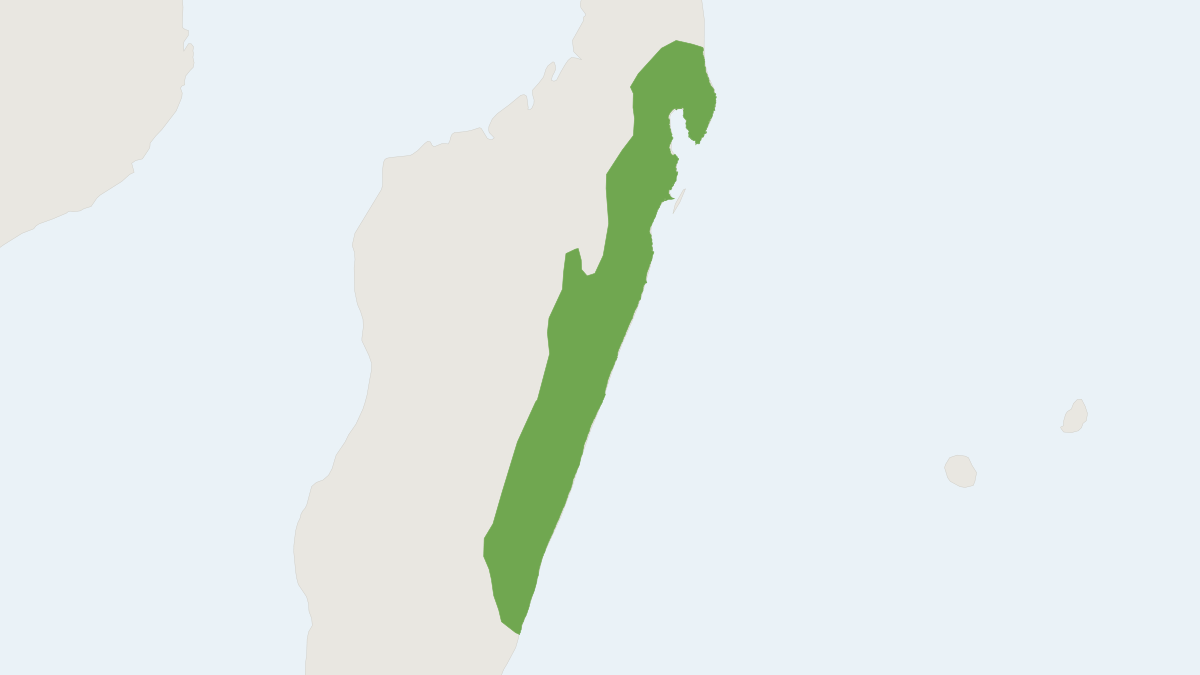 Range map of the Lowland Streaked Tenrec (Hemicentetes semispinosus)
