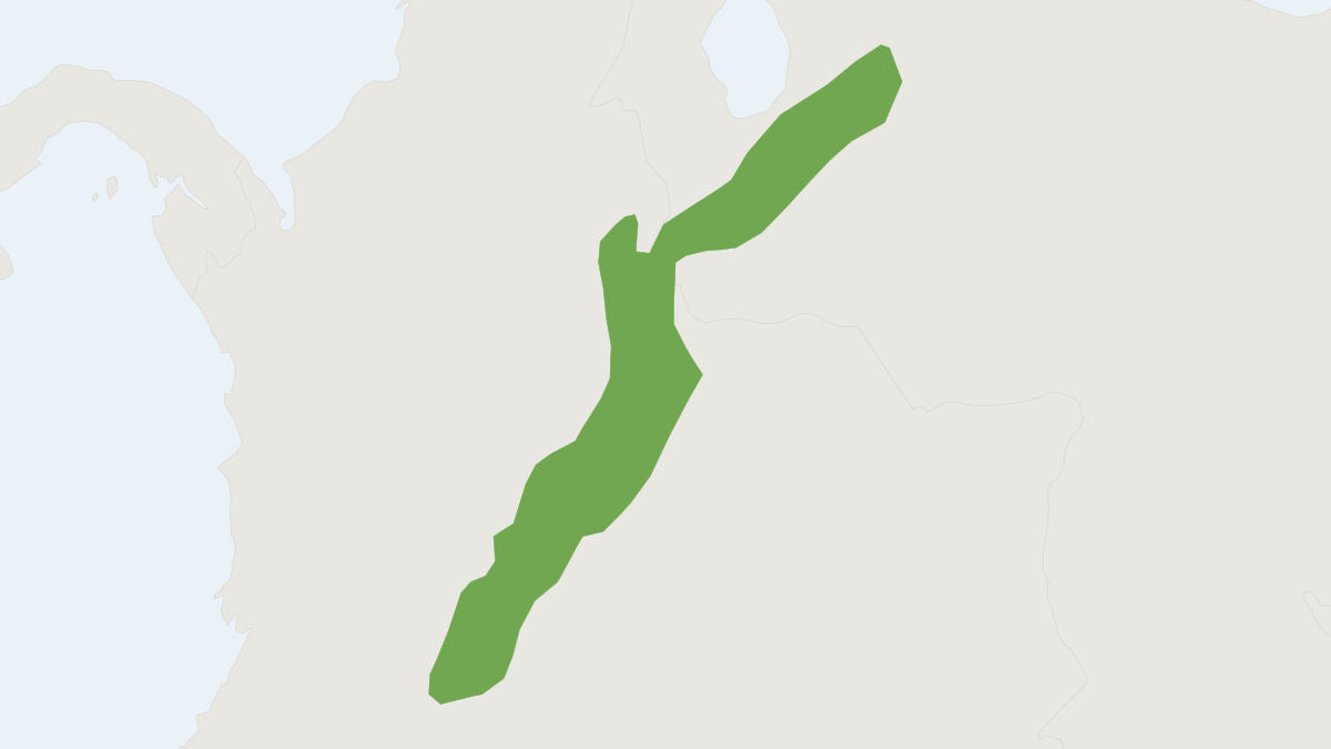 Range map of the Luis Manuel's Tailless Bat (Anoura luismanueli) covering Colombia and Venezuela
