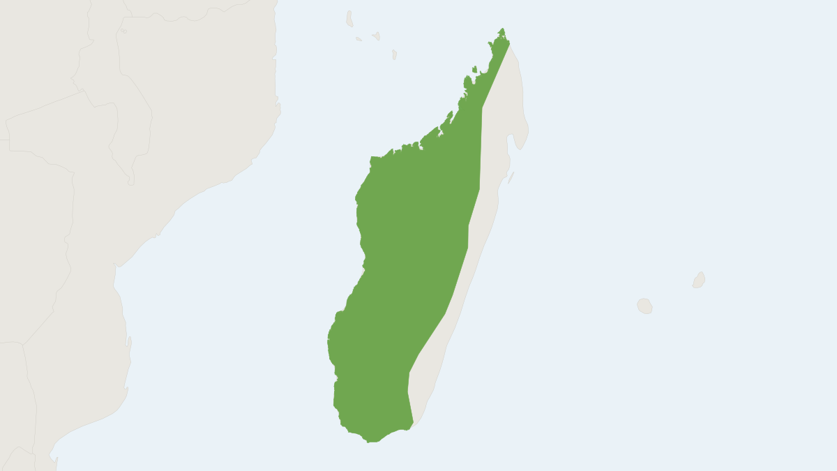 Range map of the Madagascan Fruit Bat (Eidolon dupreanum)