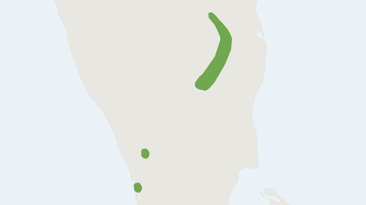 Range map of the Madras Hedgehog (Paraechinus nudiventris)