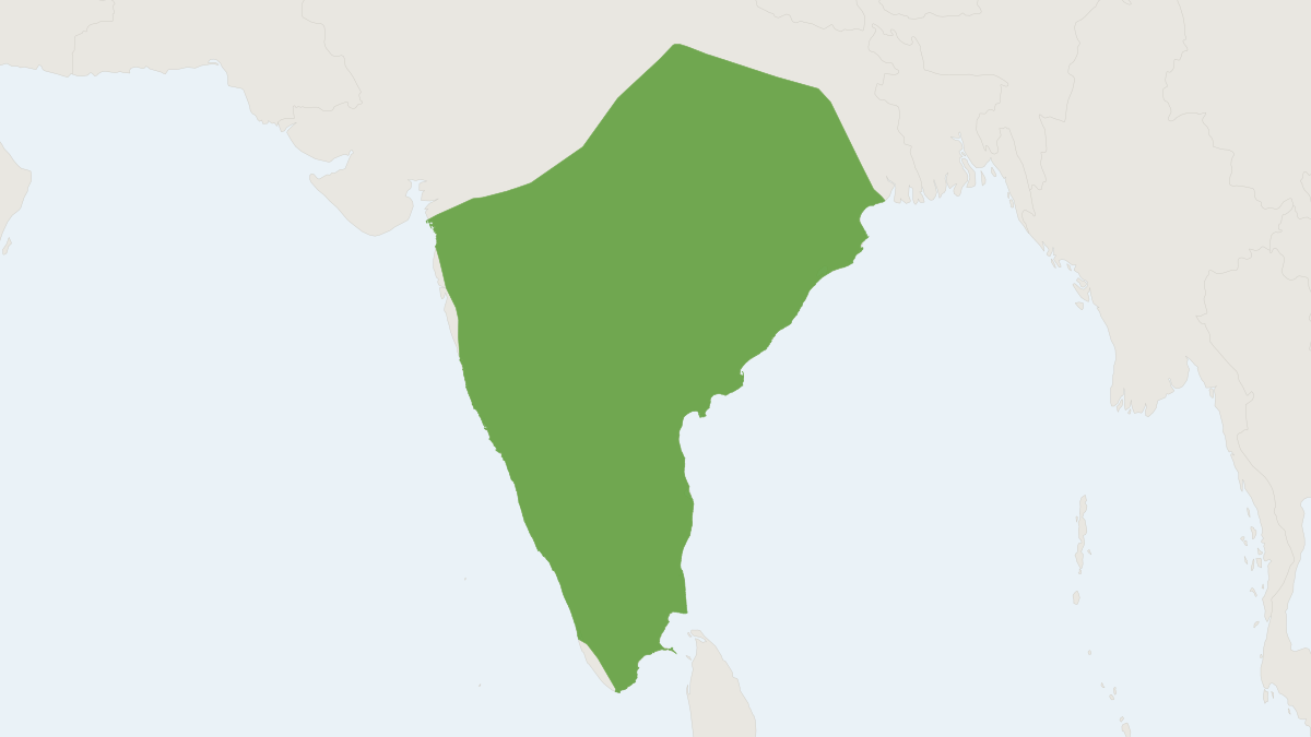 Range map of the Madras Treeshrew (Anathana ellioti)
