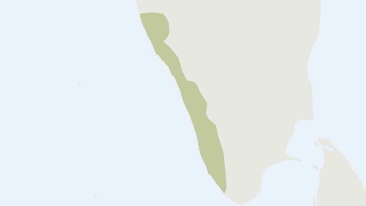 Range map of the Malabar Civet (Viverra civettina)
