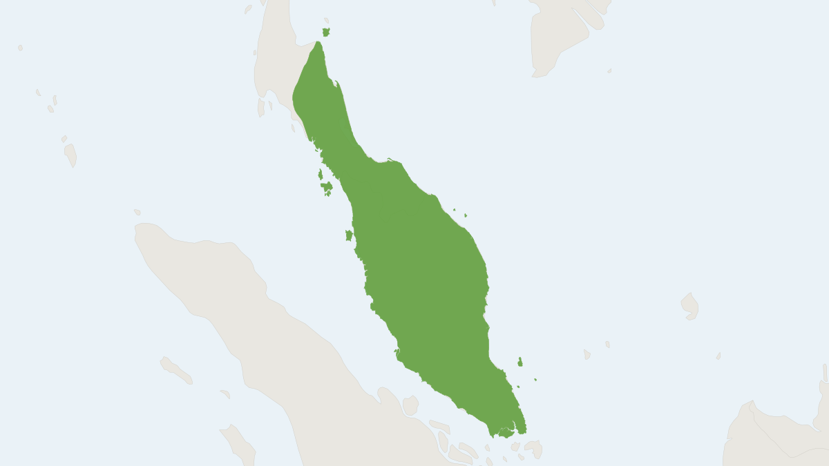 Range map of the Malayan Shrew (Crocidura malayana) covering Indonesia and Malaysia