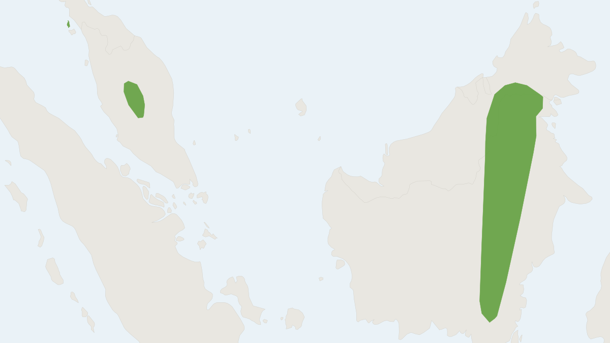 Range map of the Malayan Tailless Leaf-nosed Bat (Coelops robinsoni) covering Cambodia, Malaysia and Myanmar