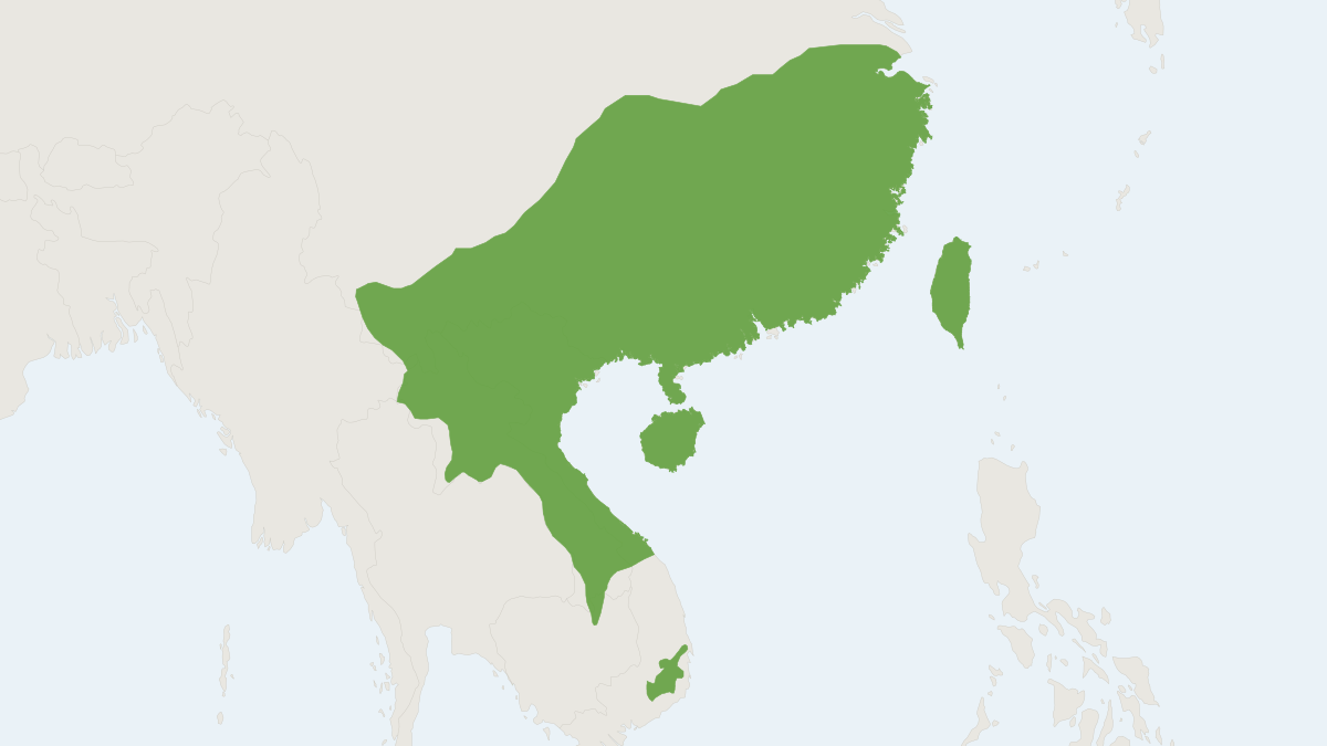 Range map of the Maritime Striped Squirrel (Tamiops maritimus)