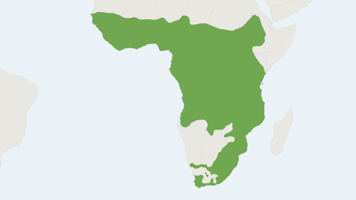 Range map of the Marsh Mongoose (Atilax paludinosus)