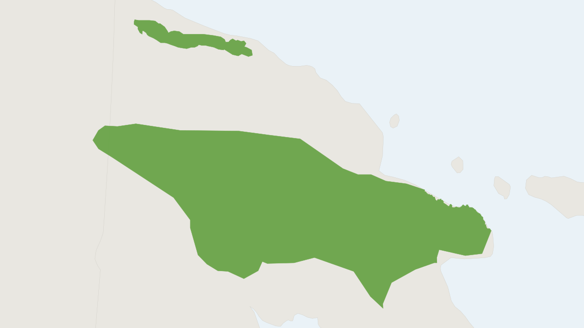 Range map of the Masked Ringtail (Pseudochirulus larvatus)