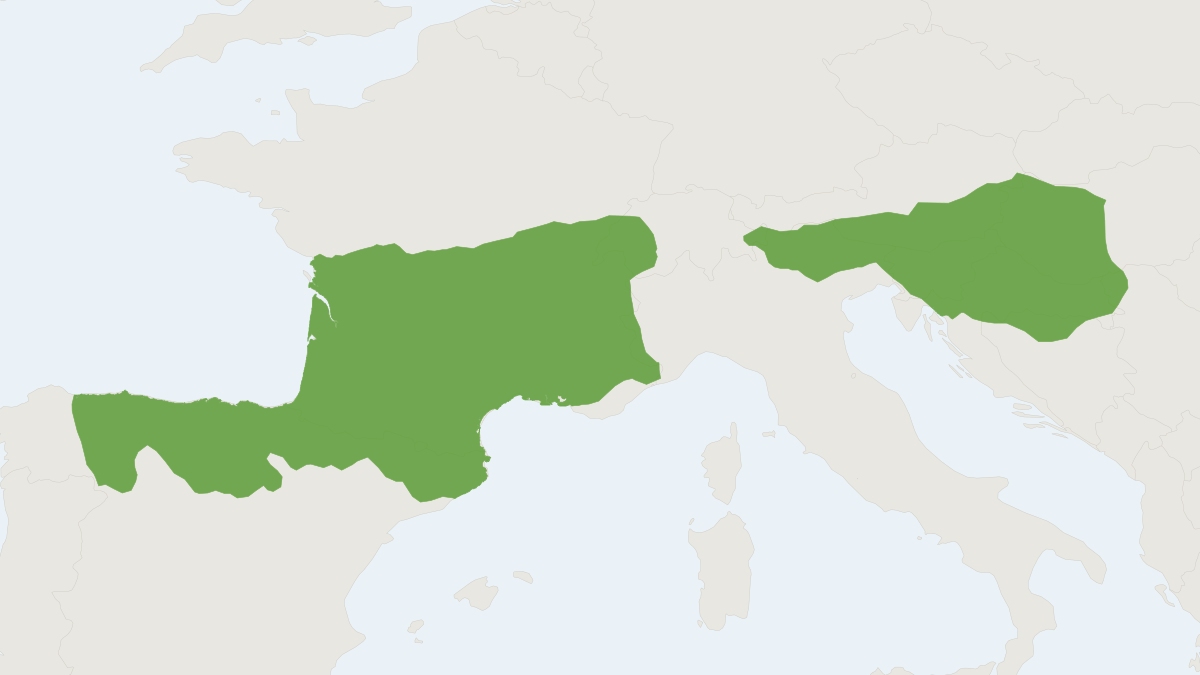 Range map of the Mediterranean Field Vole (Microtus lavernedii)